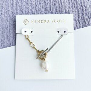 Kendra Scott Leighton Convertible White Pearl Chain Necklace in Mixed Metal